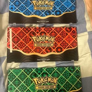Pokemon Colorful Deck Box Set - Blue, Red, Green display